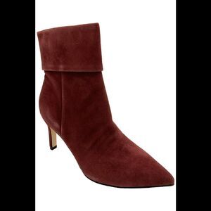 Nine West Women's Gemms Suede Heeled Boot Dark Red - Medium